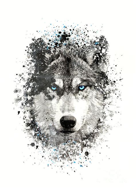 Black And White Wolf with blue eyes Digital Art by JP Voodoo - Fine Art ...