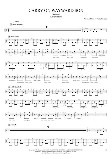 Carry On Wayward Son Tab by Kansas (Guitar Pro) - Full Score | mySongBook