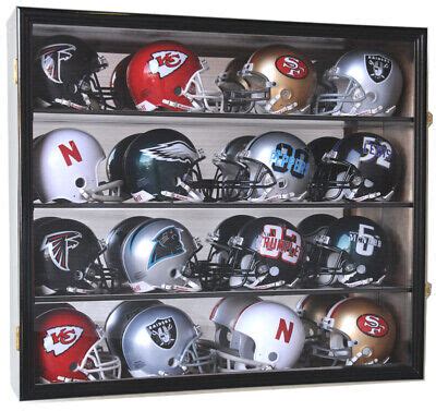 16 Riddell Mini Helmet Helmets Display Case Cabinet Wall Rack NFL ...