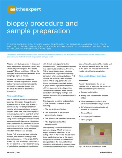 Sample preparation Biopsy Procedure And