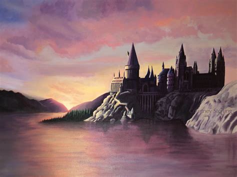 Hogwarts castle at sunset, me, acrylic, 2019 : r/Art