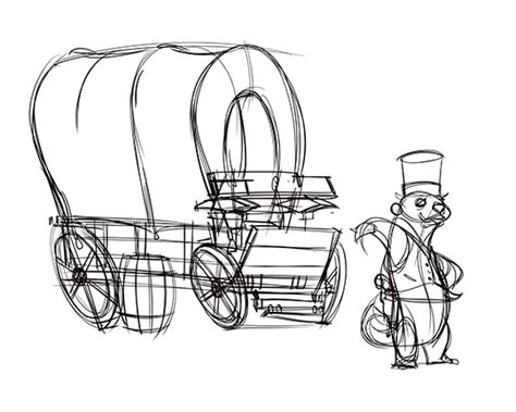 Covered Wagon Sketch at PaintingValley.com | Explore collection of ...