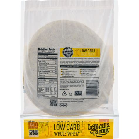 La Tortilla Factory Tortillas, Low Carb, Whole Wheat, Original Size