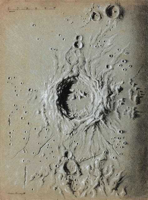 Drawing of a crater on the surface of the moon by Nasmyth | Art ...