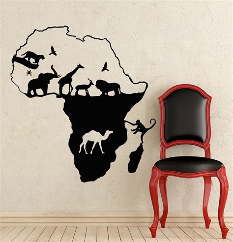 African Safari Wall Decal African Map Vinyl Stickers Animals | Etsy