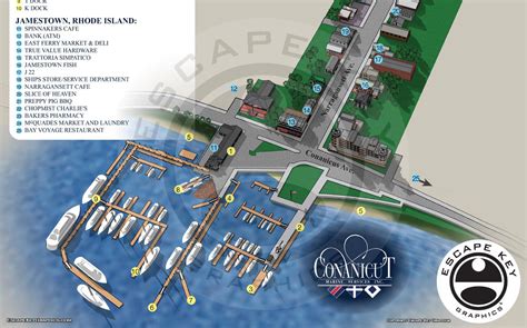 Jamestown RI and Marina Illustrated Map by John Potter