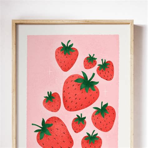 Strawberry Art Print - Etsy