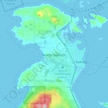 North Saanich topographic map, elevation, terrain