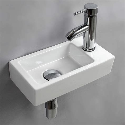 Wall Hung Basin Sink Small Cloakroom Basin Rectangle Ceramic Wash Basin ...