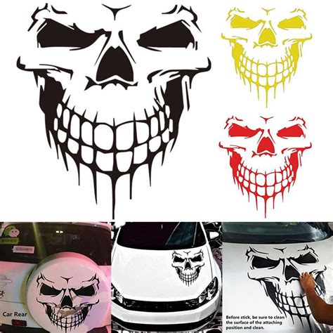 Buy Skull Skeleton Car Stickers Motorcycle Decal Body Side Hood Decal ...