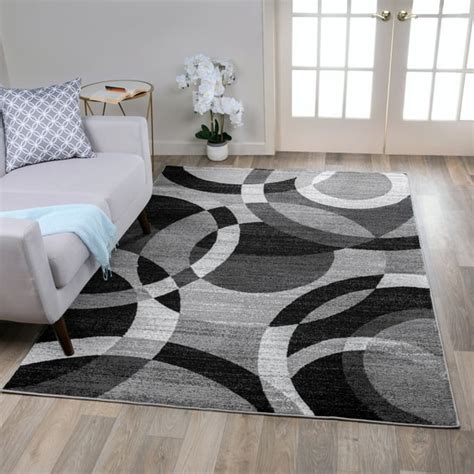 Contemporary Modern Circles Abstract Grey Area Rug or Runner - Walmart ...