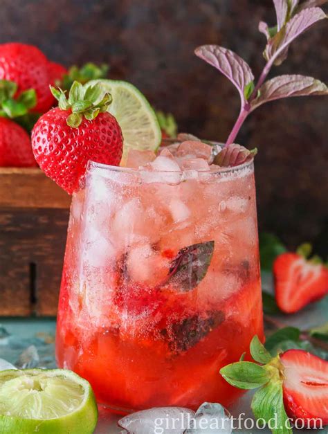 Strawberry Mocktail Recipe | Girl Heart Food®