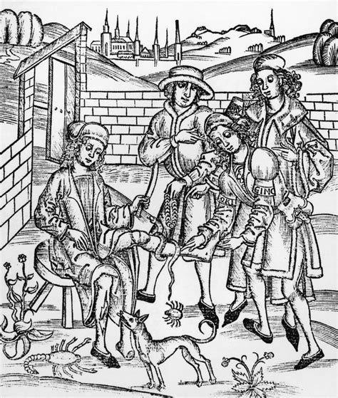 Woodcut Print Showing a Medieval Medical Scene posters & prints by Corbis