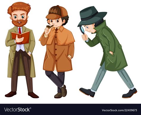 Set of detective character Royalty Free Vector Image