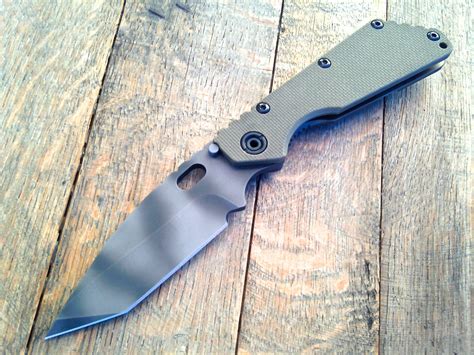 Strider SMF Tanto Folding Knife Green G-10 (3.9" Tiger Stripe ...