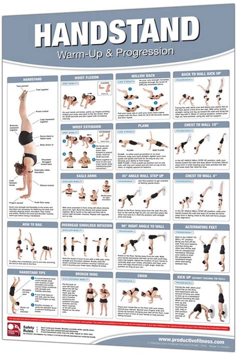 Handstand Exercise Poster is a 24” x 36” laminated wall chart designed ...