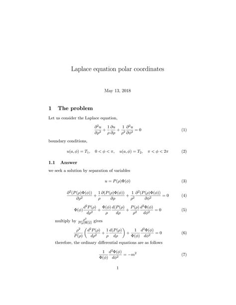 SOLUTION: Laplace equation polar coordinates 1 - Studypool