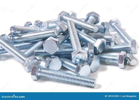 Chrome bolts isolated stock image. Image of material - 109101893