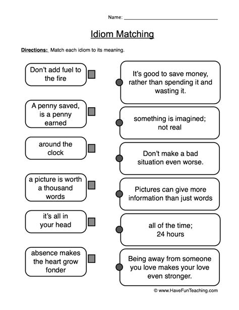 Matching Idioms Worksheet - Have Fun Teaching