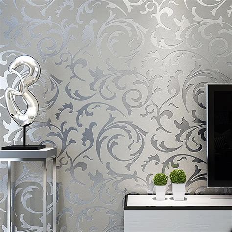 Grey Classic Luxury 3D Floral Textured Wallpaper