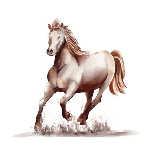 Running horse black and white watercolor style on white background ...