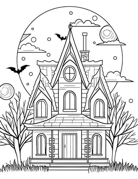 Haunted House Coloring Page Worksheets Printable Worksheets And | The ...