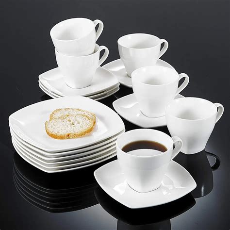 VANCASSO18 piece Ivory Porcelain Tea Coffee Cup Sets included 6 piece ...