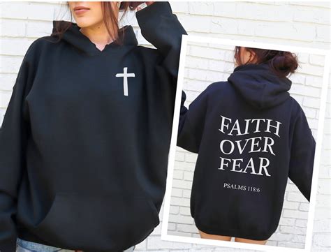 Christian Hoodie Bible Verse Shirt Faith Over Fear Shirt - Etsy