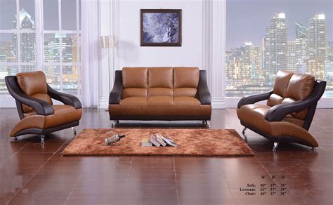 Classic Unique Modern Vance Bonded Leather Two Tone Brown 3pc Sofa Set ...