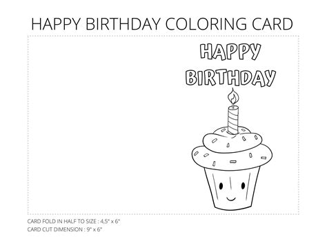 HAPPY BIRTHDAY Printable Coloring Card Birthday Card - Etsy