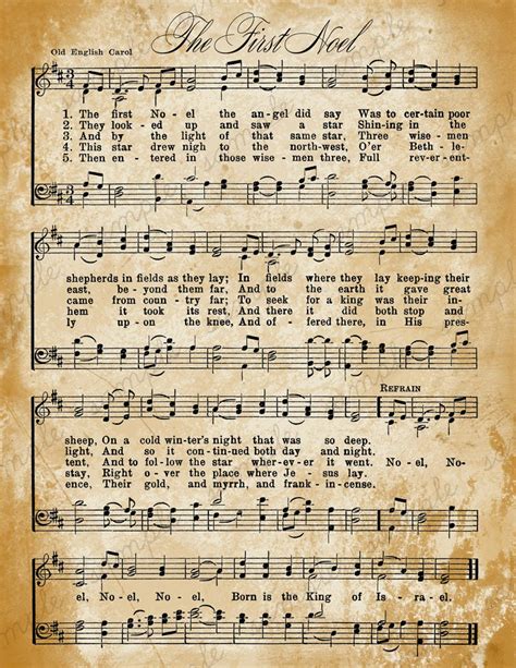 Grungy Aged Vintage Christmas Carol Music Digital Sheet