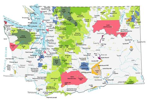 Washington State Map - Places and Landmarks - GIS Geography