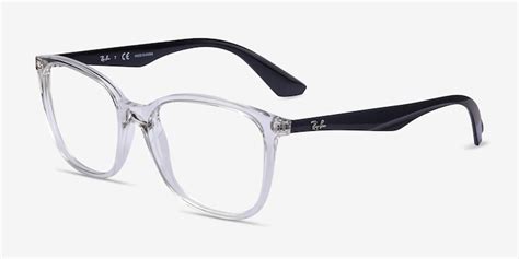 Ray-Ban RB7066 - Square Clear Black Frame Eyeglasses | EyeBuyDirect