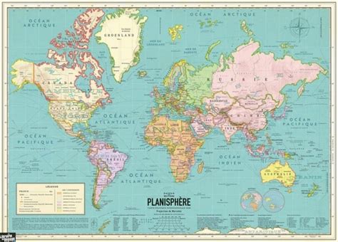 Pappus éditions - Poster - Carte du Monde Vintage (planisphère avec les ...