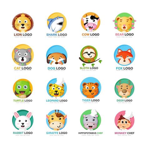 Cute animal design logo set 3211548 Vector Art at Vecteezy