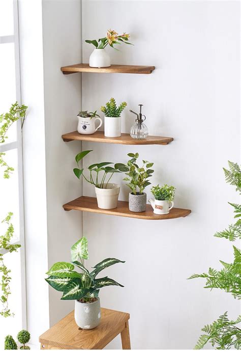 Corner Floating Wall Mounted Shelves | Decoración de casa con plantas ...