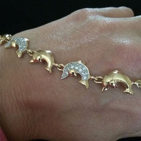 14K Gold Over 925 Silver Dolphin Bracelet 14k Gold over Solid 925 ...