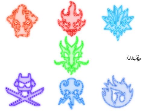 (Ninjago) Elemental Symbols Neon by Kodoku-Roxi on DeviantArt