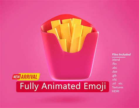 3D model French fries Emoji new Animated VR / AR / low-poly | CGTrader