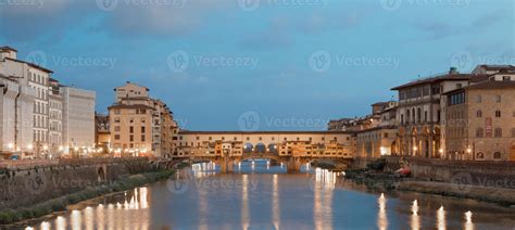 Sunset light on Ponte Vecchio - Old Bridge - in Florence, Italy ...