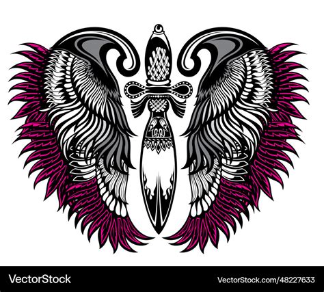 Sword wings for tattoo Royalty Free Vector Image