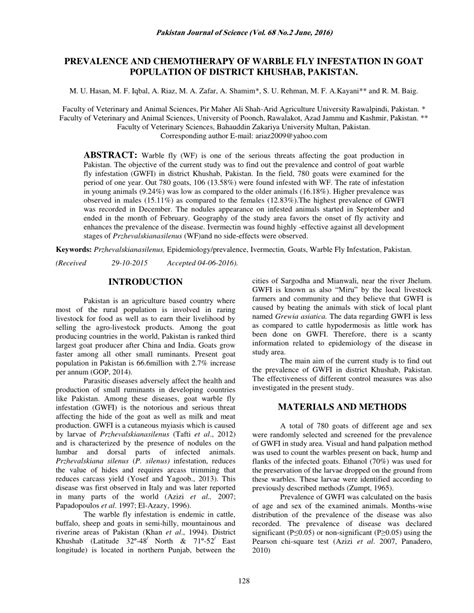 (PDF) PREVALENCE AND CHEMOTHERAPY OF WARBLE FLY INFESTATION IN GOAT ...