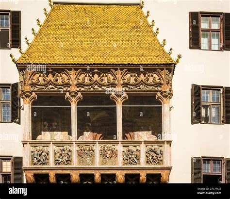 Detail of the famous Golden roof Innsbruck in Austria. The Golden Roof ...