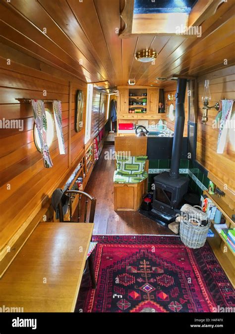 Interior of narrowboat Stock Photo - Alamy