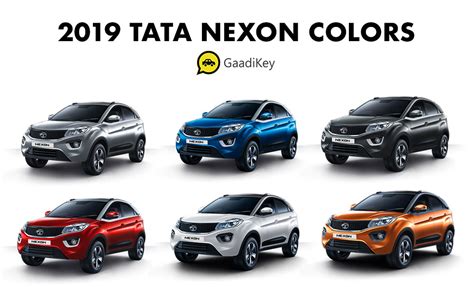 2019 Tata Nexon Colors: Red, Silver, Grey, Blue, Orange, White - GaadiKey