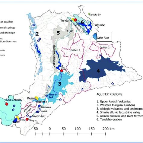 Location map showing salient features of the River Awash Basin ...