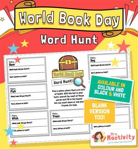 World Book Day Word Hunt Activity | World Book Day Resources KS1 KS2