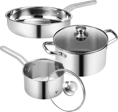 Amazon.com: Stainless Steel Cookware Set, 5 Piece Nonstick Kitchen ...