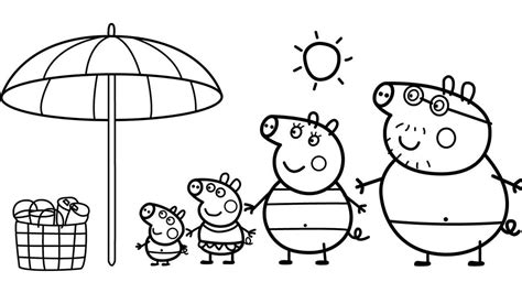 family on the beach coloring page Peppa pig family on the beach ...