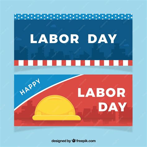 Free Vector | Labor day banners in flat style